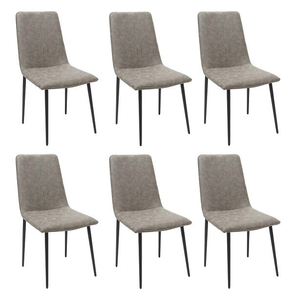 Mendler 6er-Set Esszimmerstuhl HWC-F47, Stuhl Küchenstuhl, Vintage, Kunstleder, khaki, 3x69735