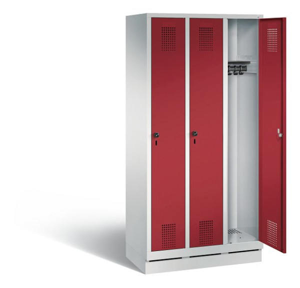 C+P Garderobenschrank Evolo, H1800xB900xT500mm, Farbe: Lichtgrau / Rubinrot, 48020-30 S10024