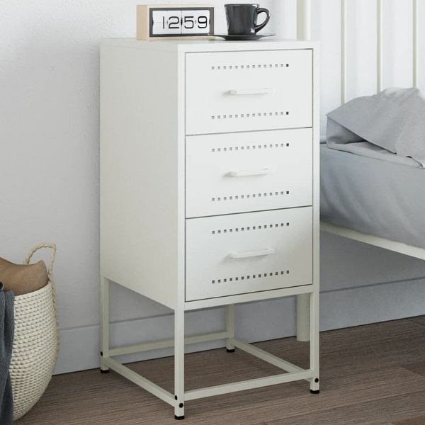 vidaXL Nachttisch Weiß 36x39x78 cm Stahl, 846588, 8721102634710