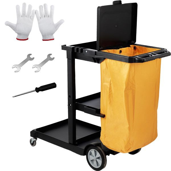 VEVOR Reinigungswagen Putzwagen 3 Fächer PVC-Tasche Systemwagen Hotelwagen, QSSCQJXTCDLJDZLOVV0