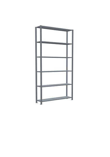 Schulte Grundregal, Steckregal MULTIplus250, 2500 x 1300 x 300 mm, 6 Fachböden, Kreuzstrebe, verzinkt, 12931-130