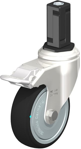 Blickle LKRXA-PATH 101KD-11-FI-FK-EXV14 Edelstahl-Apparate-Lenkrolle mit Expander & Feststeller, Thermoplastisches Polyurethan, Grau, 853453