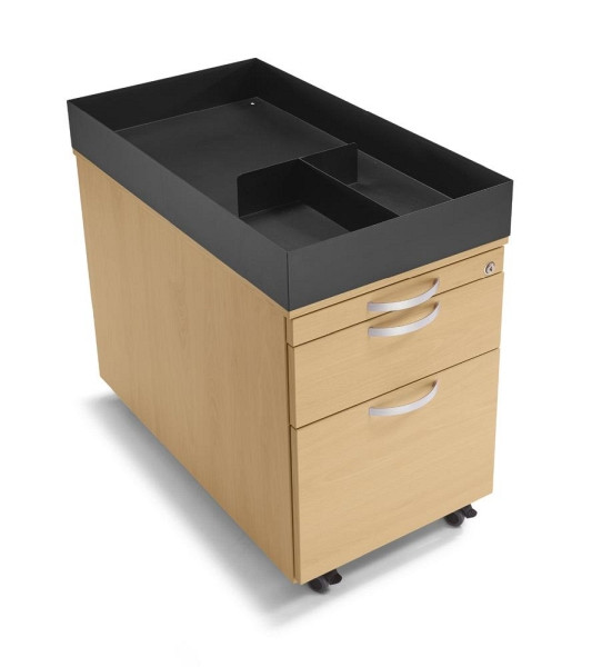 Deskin Aufsatz für Container 600 MODUL, Metall Schwarz AB RAL 9005, B 437 x H 100 x T 600 mm, 331343