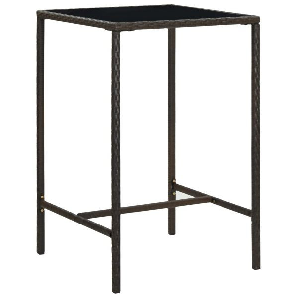 vidaXL Garten-Bartisch Braun 70x70x110 cm Poly Rattan und Glas, 313457