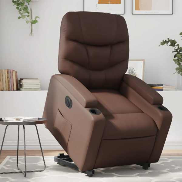 vidaXL Relaxsessel mit Aufstehhilfe Elektrisch Braun Kunstleder, 3204674