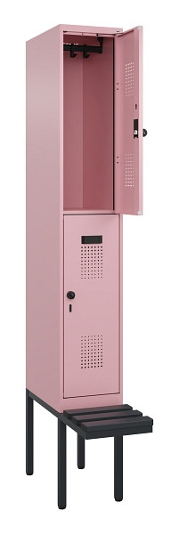 C+P Doppelstock-Spind Evolo PLUS, Bank, 2 Fächer, 2120x300x815mm, 3015/3015, Drehriegel, Sitzfläche Kunststoff, 0493407-10 S10105
