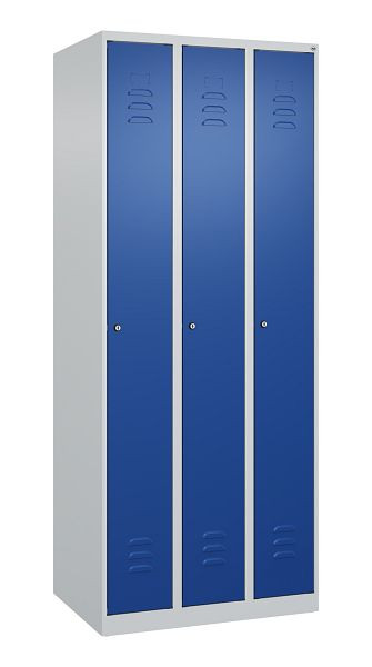 C+P Umkleidespind Classic PLUS, 3 Abteile, 1850x750x500mm, 7035/5010, Zylinderschlösser, 080000-39 S10014