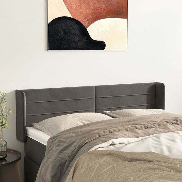 vidaXL Kopfteil mit Ohren Dunkelgrau 147x16x78/88 cm Samt, 3118957