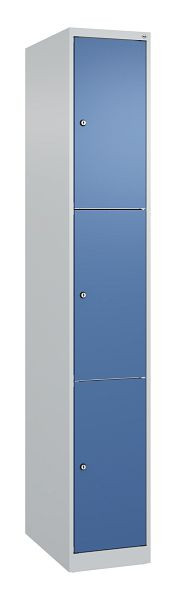 C+P Schließfachschrank Classic PLUS, 1850x300x500mm, 7035/5023, mit 3 Fächern, 080000-103 S10005