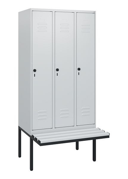 C+P Umkleidespind Classic PLUS, 3 Abteile, 1950x900x815mm, 7035/7035, Drehriegel, 0800405-30 S10039