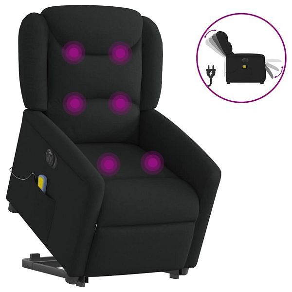 vidaXL Elektrischer Massagesessel mit Aufstehhilfe Schwarz Stoff, 3303226
