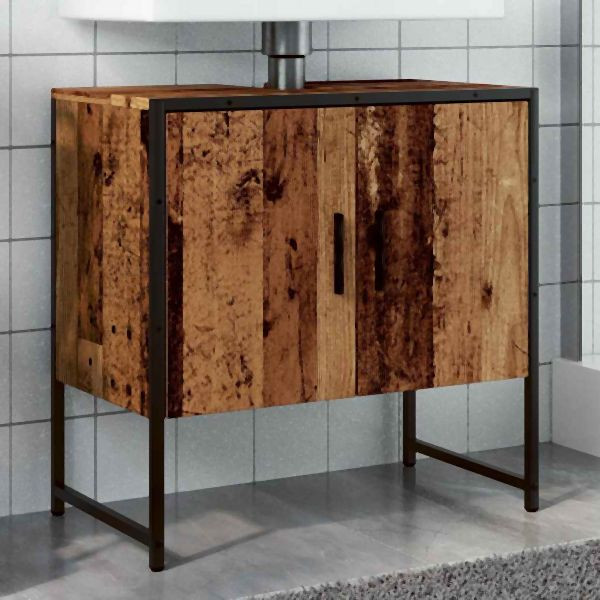 vidaXL Waschbeckenunterschrank Altholz-Optik 60x33x60 cm Holzwerkstoff, 857702