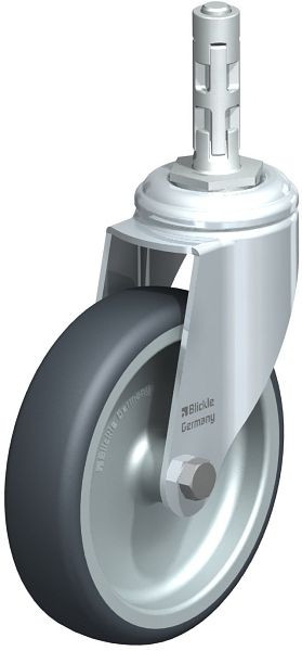 Blickle LKRA-TPA 126G-11-E11 Apparate-Lenkrolle mit Expander, Thermoplastisches Gummi-Elastomer, Grau, 742809