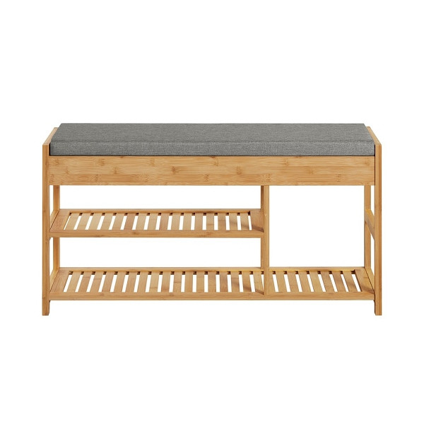 SoBuy Schuhbank mit 2 Schubladen Holzfarbe 90x30x45cm, Klassisch, FSR47-N