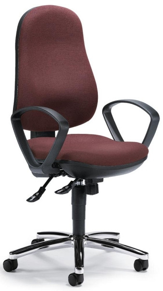 Deskin Bürodrehstuhl COMFORT I inkl. Armlehnen, Armlehnen feste Höhe, Fußkreuz verchromt, Bezug Stoff Basic G, Farbe bordeaux, 268235