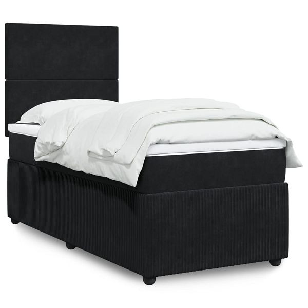 vidaXL Boxspringbett mit Matratze Schwarz 80x200 cm Samt, 3292186