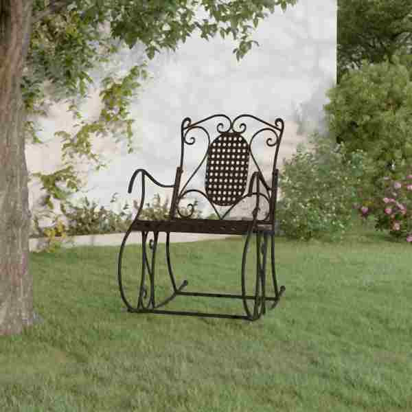 vidaXL Schaukelstuhl 84 cm Schwarz Stahl, 318830, 8720286837993
