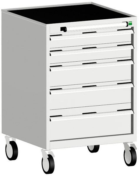 bott cubio Schubladenschrank mobil bestückt mit 5 Schubladen BxTxH: 650 x 650 x 980 mm, RAL 7035, 40402033.16V