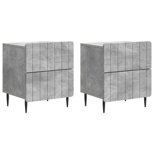 vidaXL Nachttisch 2-teilig Betongrau 43 x 34,5 x 49,5 cm Holzwerkstoff, 894302