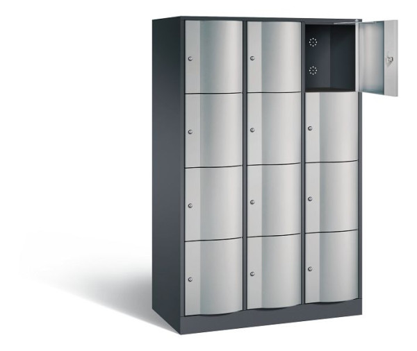 C+P Schließfachschrank Resisto, H1950xB1148xT540mm, Farbe: Schwarzgrau / Weißaluminium, 8470-372 S10018