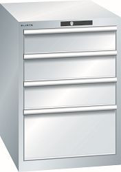LISTA Schubladenschrank 27x36E (BxTxH) 564x725x850mm AUTO Lock, Lichtgrau, 4 Schubladen, Fronthöhen: 150 - 300 mm, 78.525.020.A