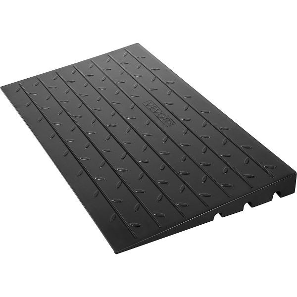 VEVOR Schwellenrampe aus Gummi, Türschwellenrampe mit 6,5 cm Steigung, 3-Kanal-Kabelabdeckung, feste Schwellenrampe aus Gummi, WF24X42.5X2.5WSX2V0
