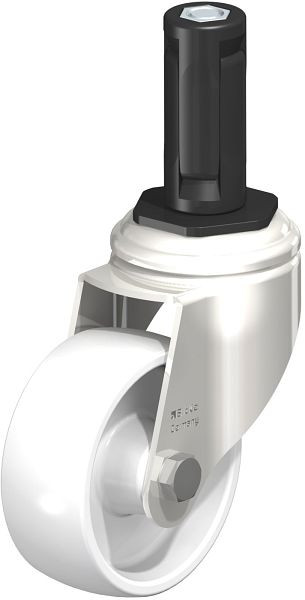 Blickle LKRXA-PO 80G-11-EXR13 Edelstahl-Apparate-Lenkrolle mit Expander, Polyamid, Weiß, 853539