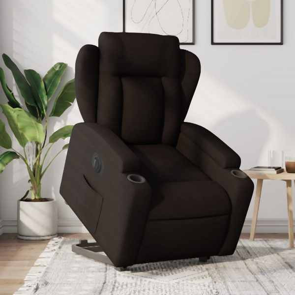 vidaXL Relaxsessel mit Aufstehhilfe Elektrisch Dunkelbraun Stoff, 3204511