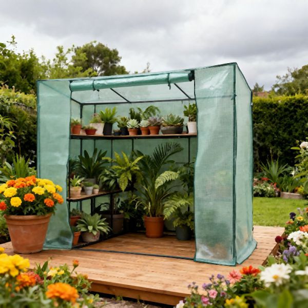 HOME NATURE WOHNKONZEPT Tomatengewächshaus Gewächshaus 171,5x79,5x204cm, Foliengewächshaus für Balkon und Garten, Stabil, Winterfest, Grün, DM0023