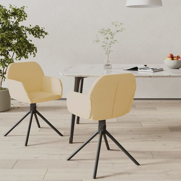 vidaXL Esszimmerstühle 2 Stück Drehbar Creme Samt, 344749