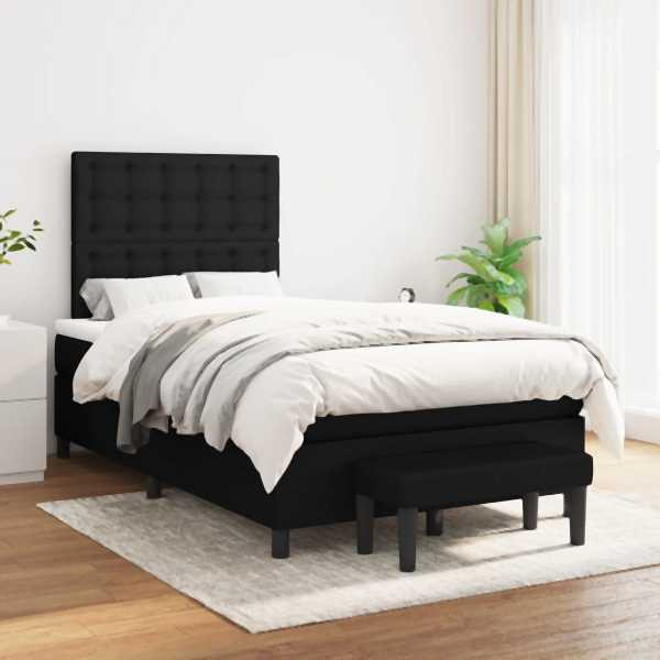 vidaXL Boxspringbett mit Matratze Schwarz 120x200 cm Stoff, 3136903
