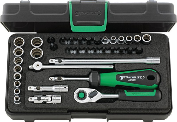 STAHLWILLE 6,3 mm (1/4") Steckschlüssel-Garnitur Nr.40D/40TX/44KTX/32/6QR 40D/40TX/44KTX/32/6QR 38-teilig, 96010120