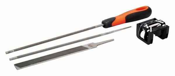 Bahco Kettensägefeilen-Set, Ergo-Heft, 200 mm, Ø 4,0 mm + Feilen-Hilfe, 168-COMBI-4.0-6922