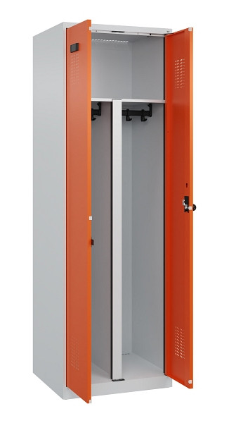 C+P PSA Schwarz-Weiß-Spind Evolo PLUS, 2 Abteile, 1850x600x500mm, 7035/2004, Drehriegel, 049002-20P S10002