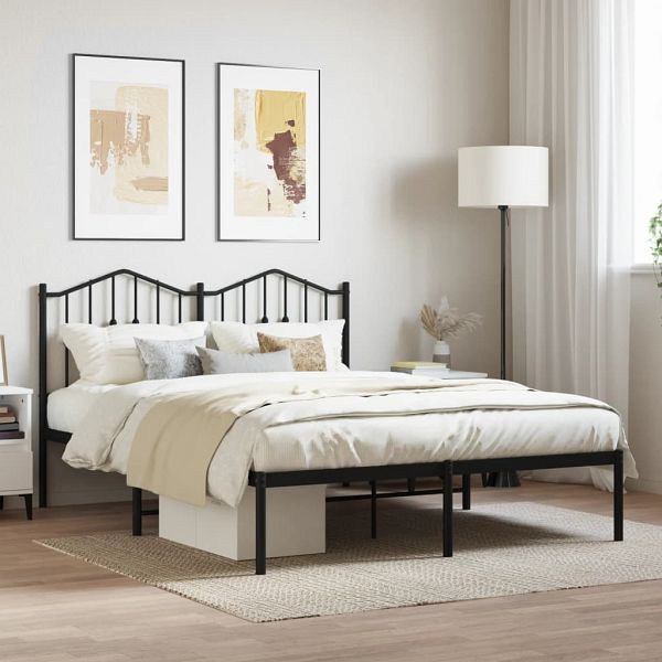 vidaXL Bettgestell mit Kopfteil Metall Schwarz 135x190 cm, 373788