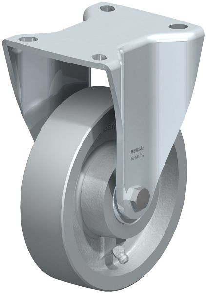 Blickle BH-G 125K-1 Stahlblech-Bockrolle, Schwerlast-Ausführung, mit Anschraubplatte, Guss, Grau, 754044