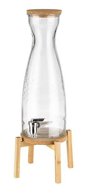 APS Getränkespender -FRESH WOOD-, 23 x 23 cm, Höhe: 56,5 cm, Behälter aus Glas, Zapfhahn aus Edelstahl, Deckel aus Kork, 10430