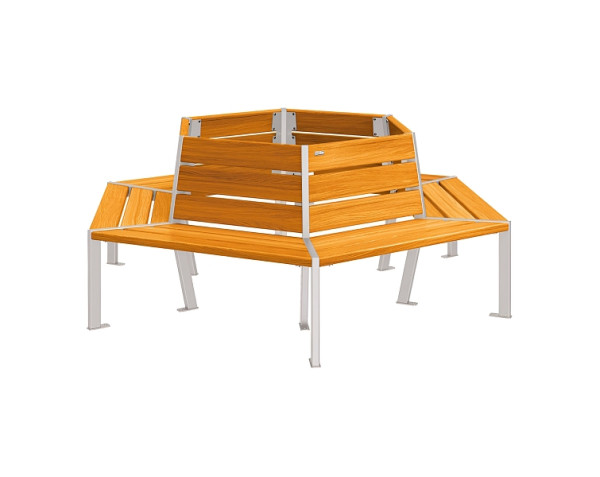 Procity Baum-Rundbank Silaos, Stahl Und Holz, Innendurchmesser 1000 mm, helle Eiche/RAL 7044, 209648.7044.CHEC