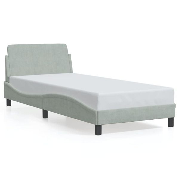 vidaXL Bettgestell mit Kopfteil Hellgrau 90x190 cm Samt, 373092