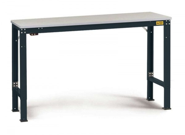 Manuflex ESD-Arbeitstisch UNIVERSAL Spezial Grundtisch mit Kautschukplatte, BxTxH = 2500 x 1200 x 722-1022 mm, Anthrazit, LU7163.7016