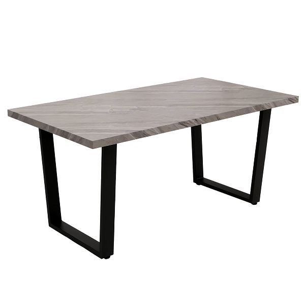 Mendler Esszimmertisch HWC-O61, Tisch Küchentisch Esstisch, Industrial MDF Metall 160x90cm, Marmor-Optik grau, 122249+122250