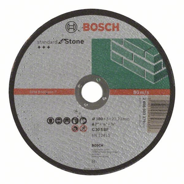Bosch Trennscheibe gerade Standard for Stone C 30 S BF, 180 mm, 3,0 mm, VE: 25 Stück, 2608603179