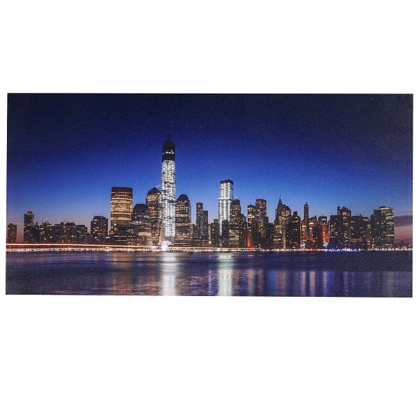 Mendler LED-Bild, Leinwandbild Leuchtbild Wandbild, Timer, 100x50cm One World Trade Center, flackernd, 36625