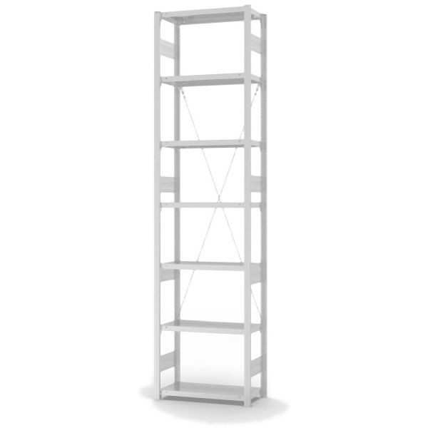 hofe Grundregal, zerlegt, 7 Böden 3000 x 300 x 750 mm, lichtgrau, Fachlast 300kg pro Boden, einseitige Bedienung, HKG30307XS