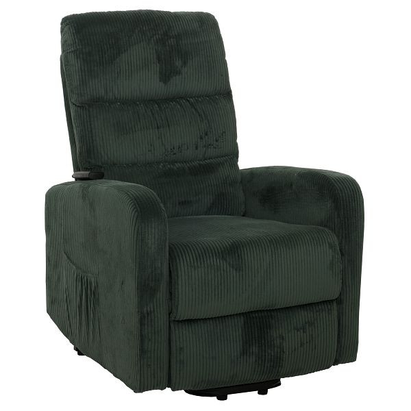 Mendler Fernsehsessel HWC-K62, Relaxsessel TV-Sessel Liege, Liegefunktion Aufstehhilfe, Metall Stoff/Textil Cord, grün, 108715