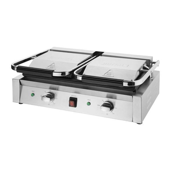 Buffalo Bistro Doppelkontakt-Grill, emaillierte Grillplatten aus Gusseisen sorgen für eine hervorragende Wärmespeicherung, CU606