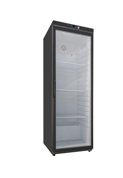 Gastro-Inox Kühlschränk aus schwarzem Stahl mit Glastür 400 Liter, statisch gekühlt mit Ventilator, 204.203