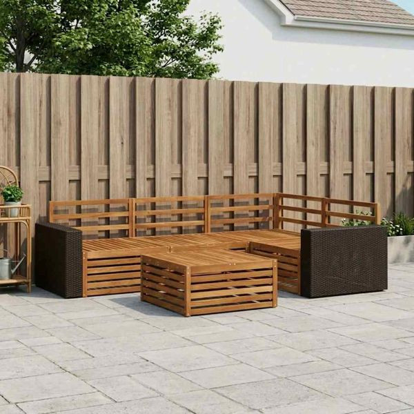 vidaXL Outdoor-Sofagarnitur 5-teilig Natur 79 x 79 x 37 cm, 3383332