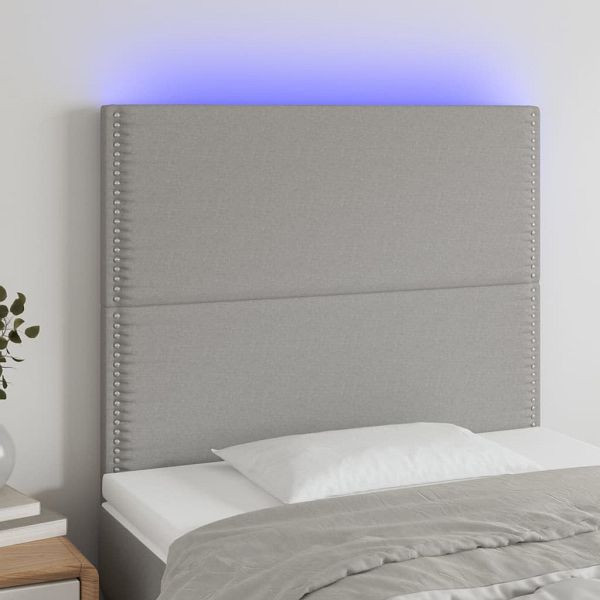 vidaXL LED Kopfteil Hellgrau 100x5x118/128 cm Stoff, 3122274