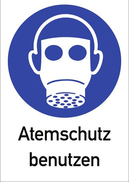 Moedel Atemschutz benutzen ISO 7010, Kombischild, Aluminium, 262x371 mm, 98881